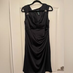 Ralph Lauren Black Sheath Midi Dress Cowl Neck